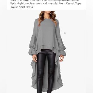 Elegant Gray High-Low Blouse